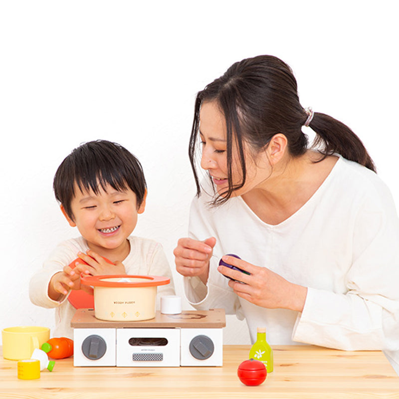 【eギフト対応】【特典:プレート付き】 おなべ&フライパンセット G05-1214 ウッディプッディ 木のおもちゃ 知育玩具