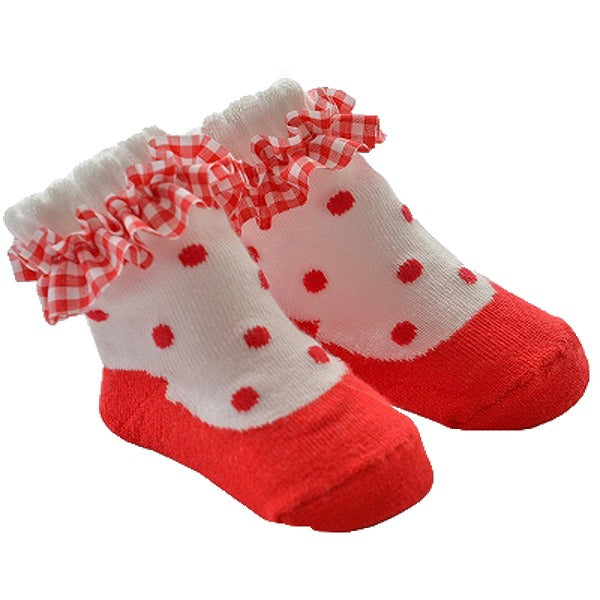 プレゼントソックス チェッキーズ レッド 6334 DEIGO 赤ちゃん ベビーソックス 新生児 ベビー 誕生日 御祝 出産祝い ギフト プレゼント