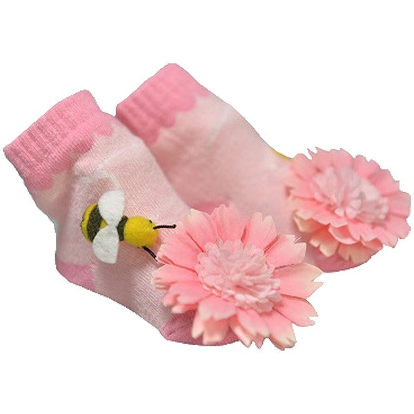 プレゼントソックス ビー&フラワー ピンク 6336 DEIGO 赤ちゃん ベビーソックス 新生児 ベビー 誕生日 御祝 出産祝い ギフト プレゼント