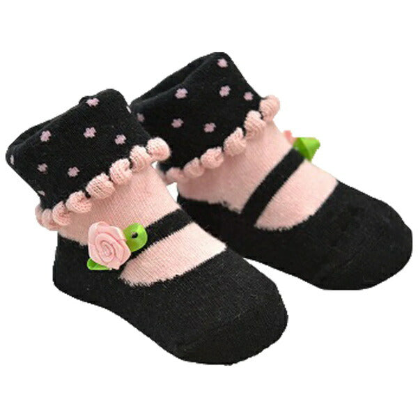 プレゼントソックス プティローズ ブラック 6338 DEIGO 赤ちゃん ベビーソックス 新生児 ベビー 誕生日 御祝 出産祝い ギフト プレゼント