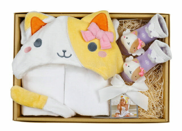 バス&ソックスセット キティ 61336 化粧箱あり DEIGO プレゼントギフト 赤ちゃん用 ぬいぐるみ 新生児 おしゃれ かわいい 動物 出産祝い