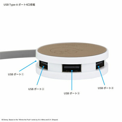 メール便発送 ディズニー キャラクター ラウンドUSBハブ ドナルドダック DN-998DD グルマンディーズ ディズニー Disney USBHUB 4ポート USB2.0 同時充電 5V2A 収納 コンパクト キャラクター かわいい おしゃれ