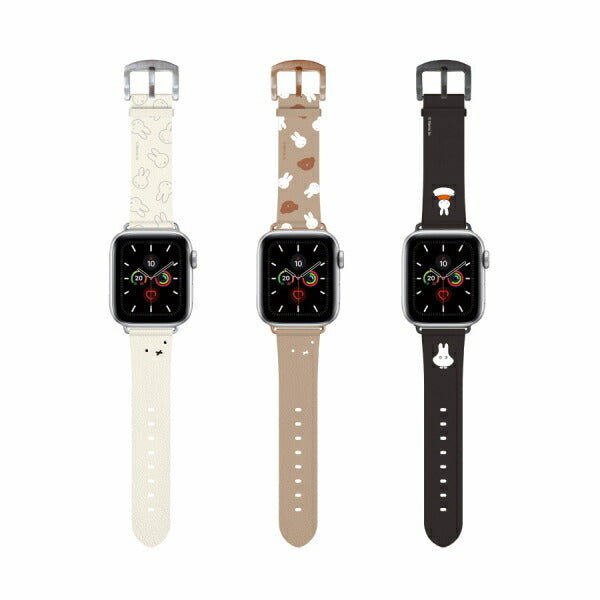 ミッフィー Apple Watch 41/40/38mm対応レザーバンド フェイス MF-306WH グルマンディーズ 着せ替え ベルト キャラクター グッズ 交換用ベルト シンプル アップルウォッチ レザーベルト バンド アクセサリー かわいい おしゃれ