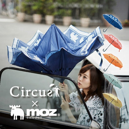 逆さに開く二重傘 circus×moz インディゴ EF-UM03IN アンファンス 親骨61cm エルク モズ 北欧 さかさま傘 逆さにたたむ傘 濡れない 逆向き 長傘 雨傘 レディース メンズ 男女兼用 プレゼント ギフト